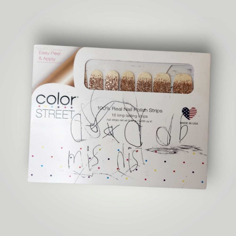 Color Street Glittery Gold and Cream Nail Strips